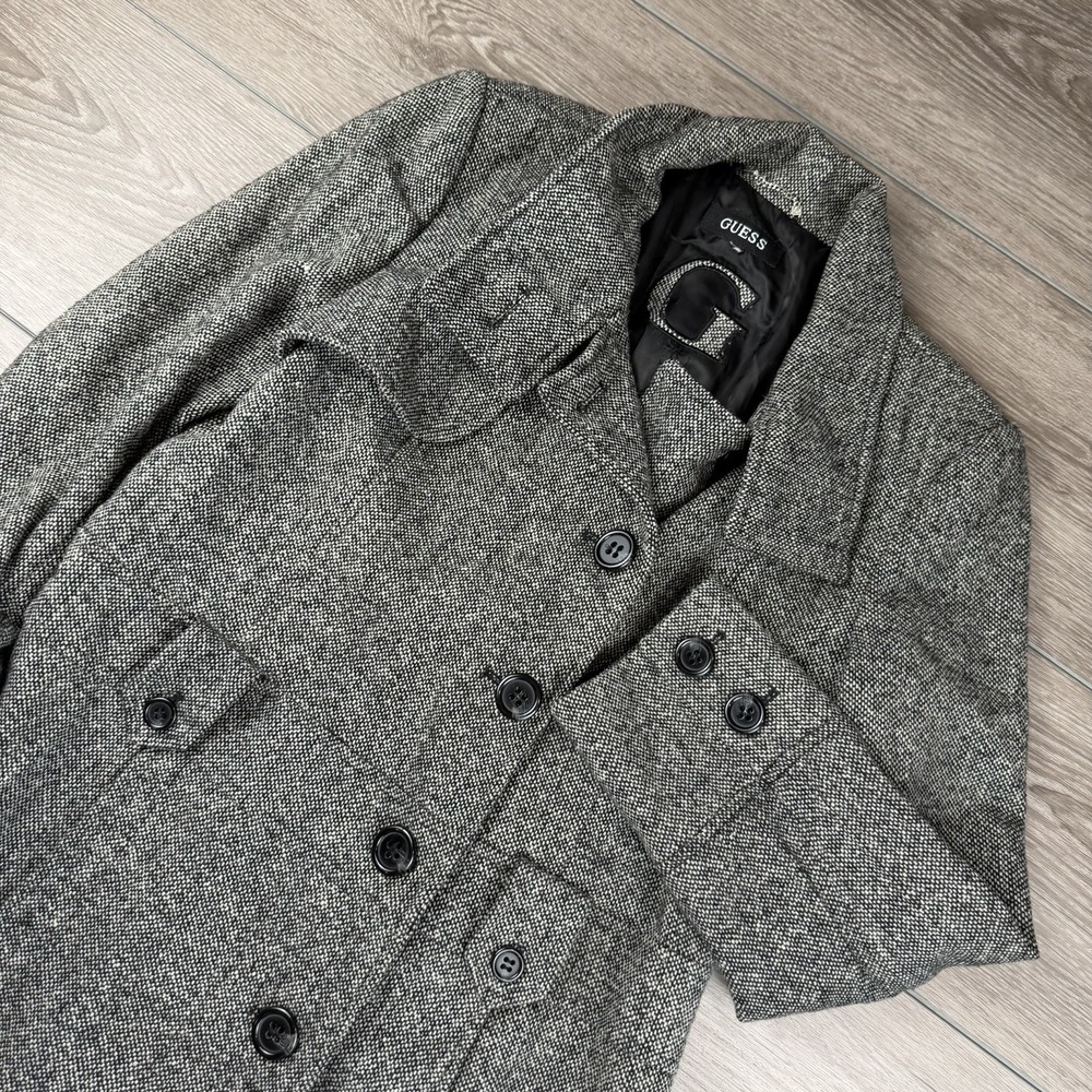 Guess‎ Women's Wool Blend Tweed Peacoat Grey Size Large